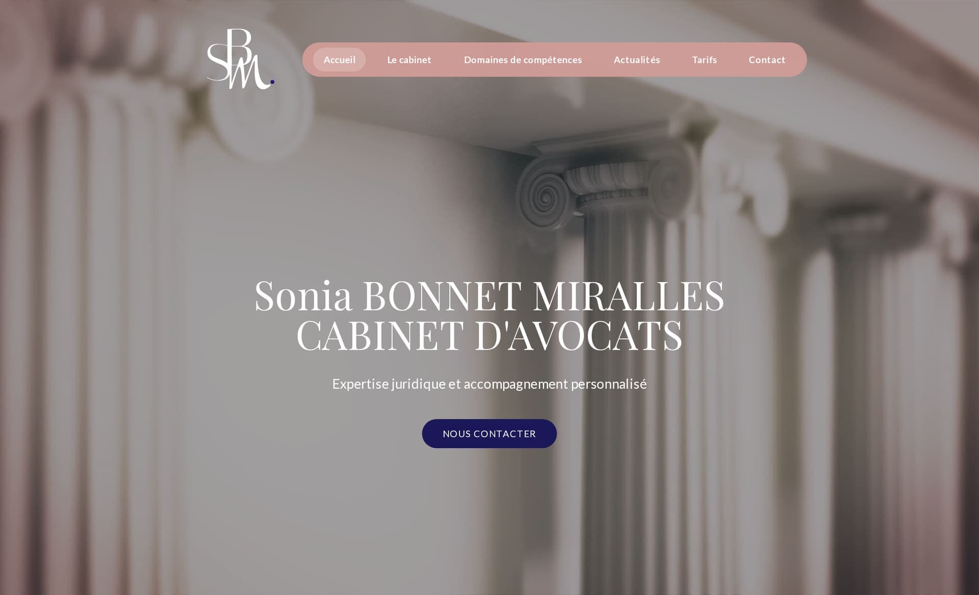 Page d'accueil du site du Cabinet Bonnet Miralles, réalisé par le studio